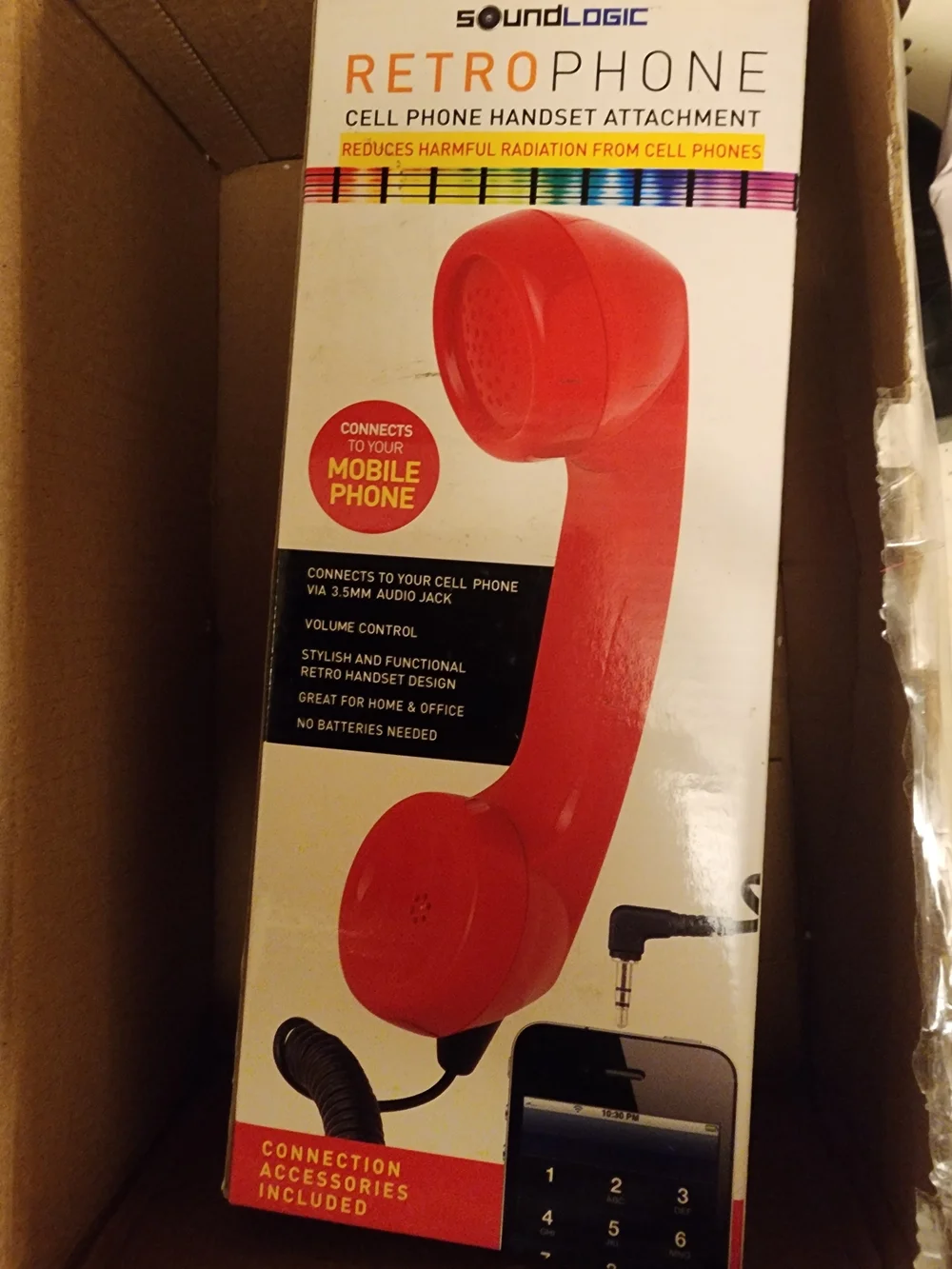 RetroPhone White Cell Phone Handset Attachment